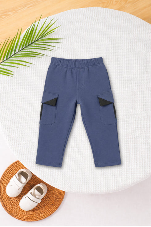 Dual Tone Cargo Pants (Steel Blue & Black)