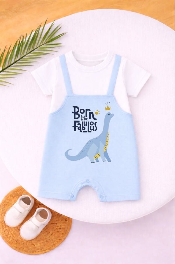 Born to Be Fabulous Printed Dungree Romper