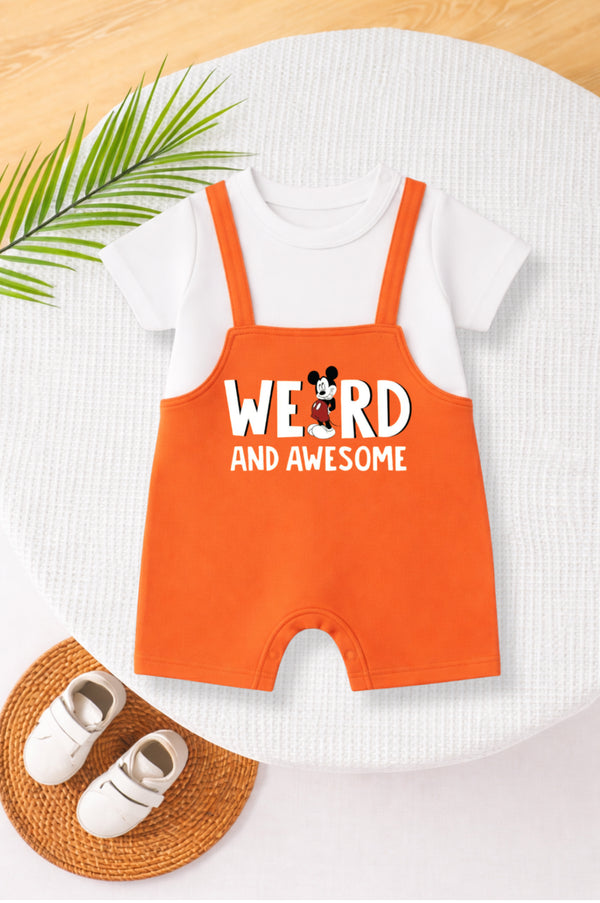 Weird & Awesome Printed Dungree Romper