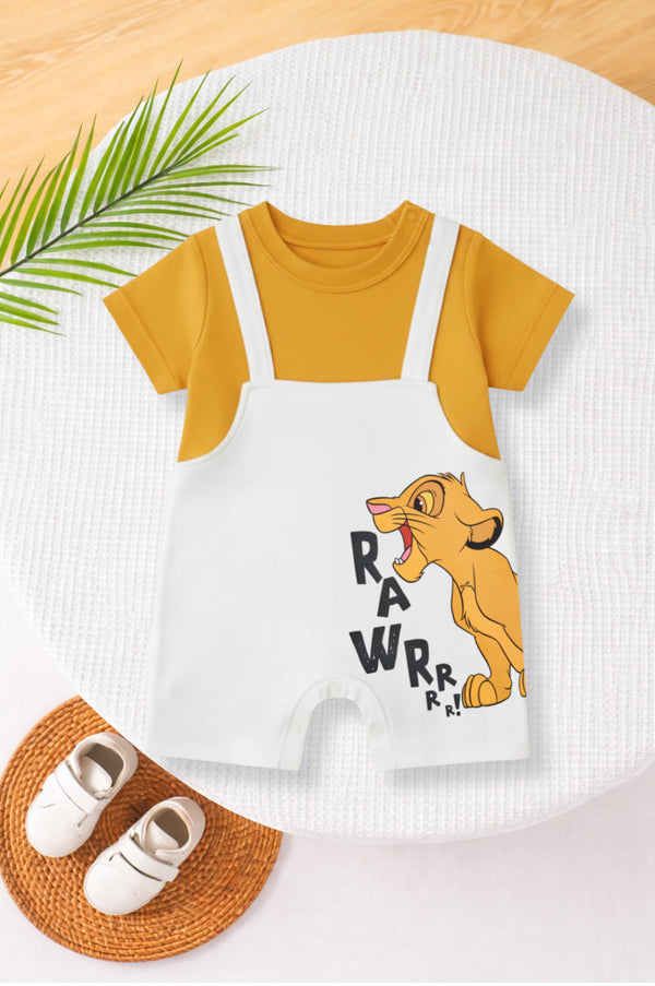 Rawr Printed Dungree Romper
