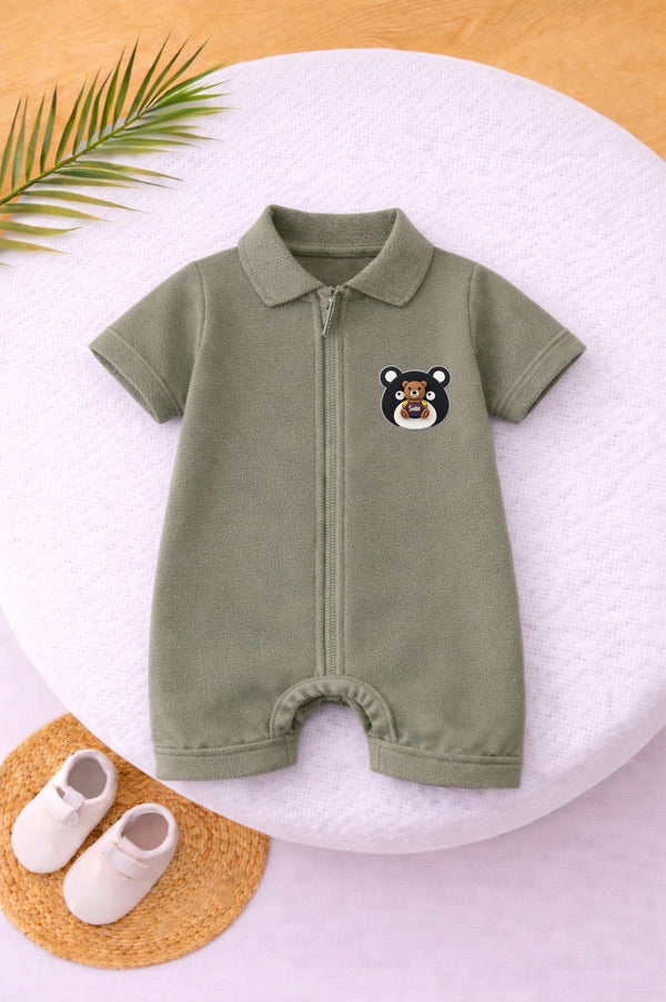 Moss Green Thermal Mesh Sleepsuit