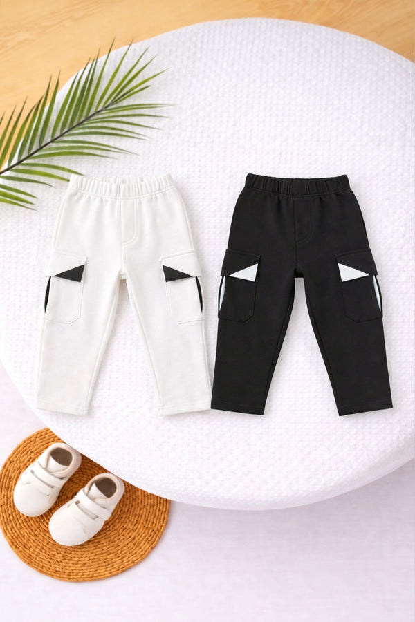 Summer Cargo Pants – Pack of 2 (Off White & Black)