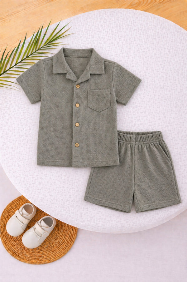 Moss Green Thermal Mesh Co-ord Set