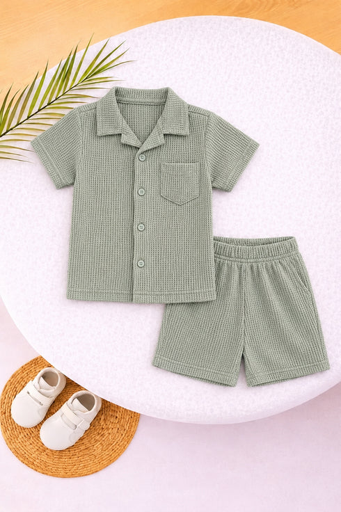 Pistachio Green Thermal Mesh Co-ord Set