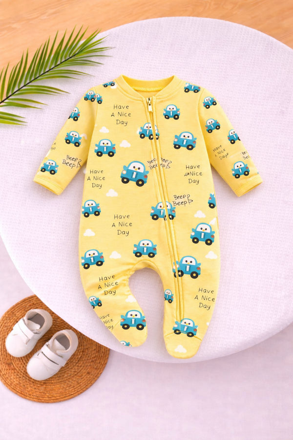 Tiny Car Adventure Footed Zip Sleepsuit