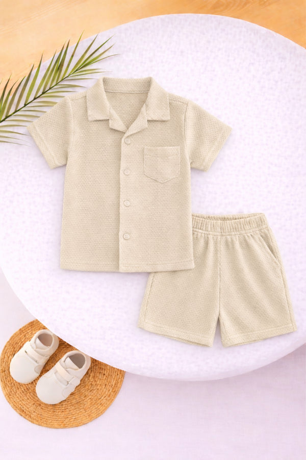 Beige Thermal Mesh Co-ord Set