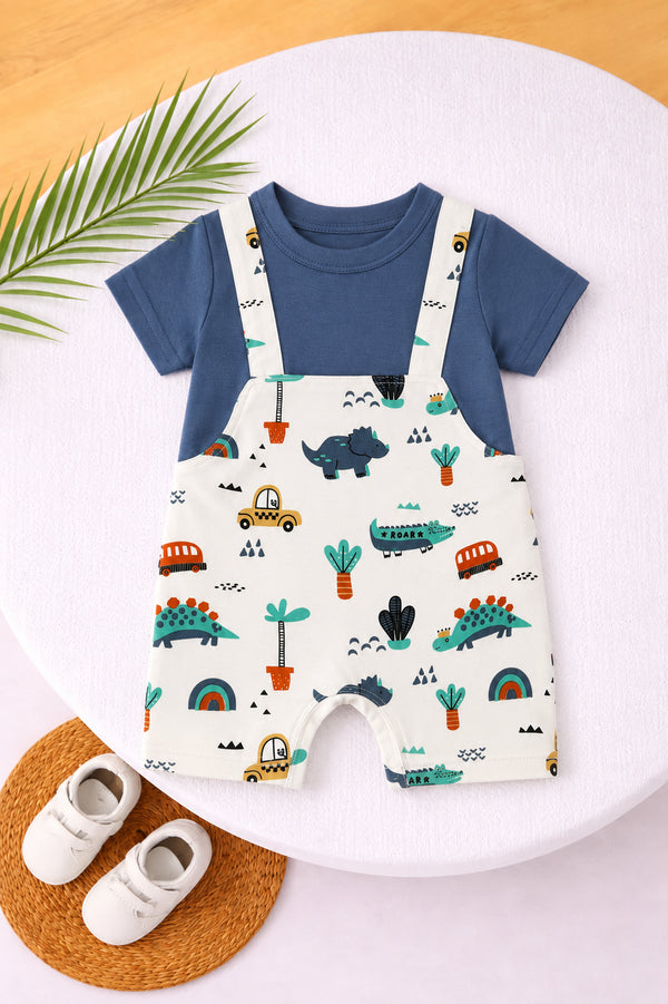 Safari Wheels Dungree Romper