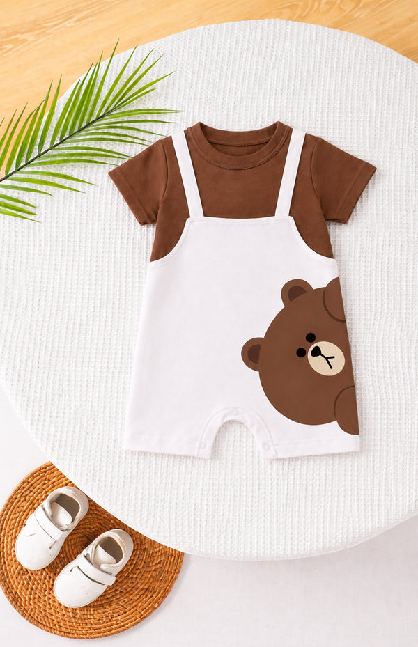 Brownie Bear Dungaree Romper