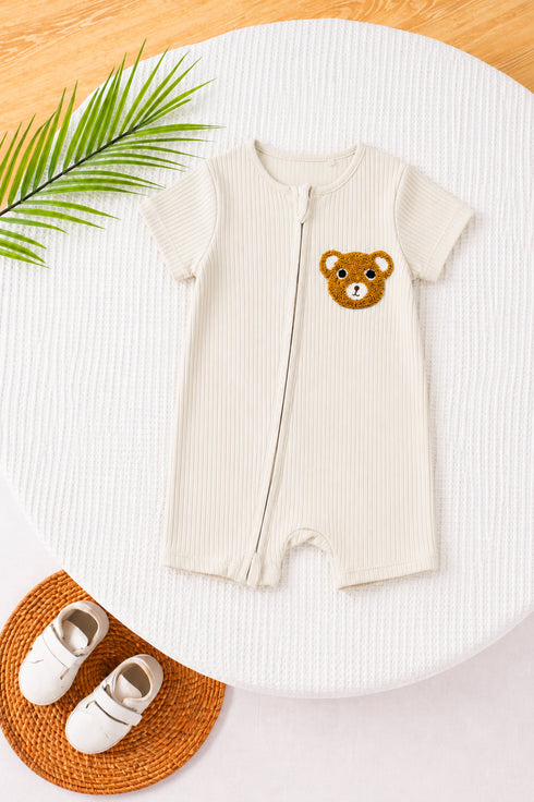 Drop Needle Teddy Zip Romper
