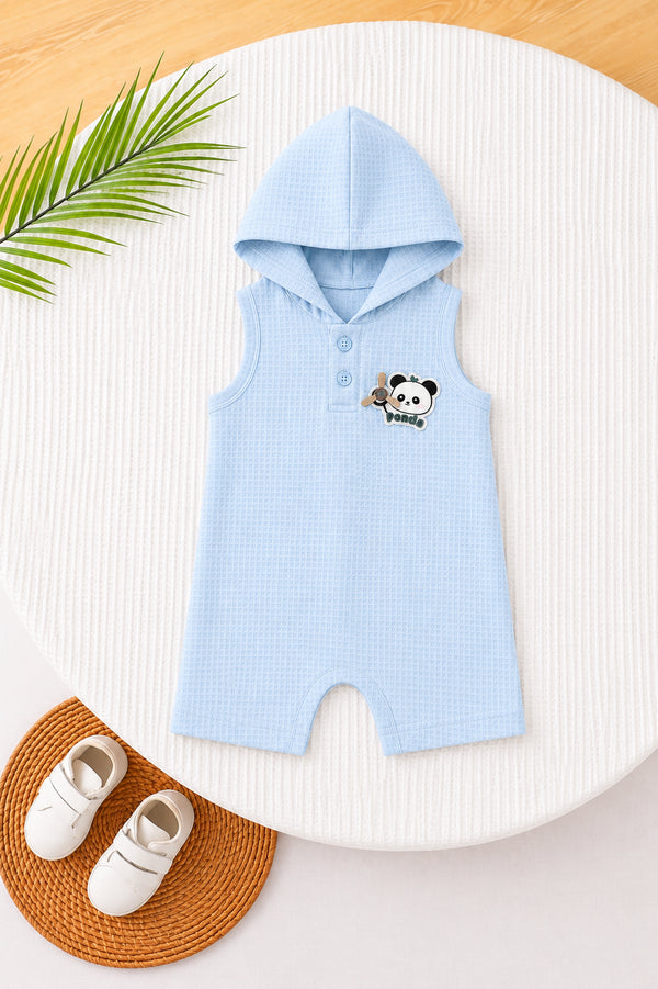 Waffle Knit Hooded Sleeveless Romper