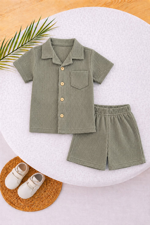 Moss Green Thermal Mesh Co-ord Set