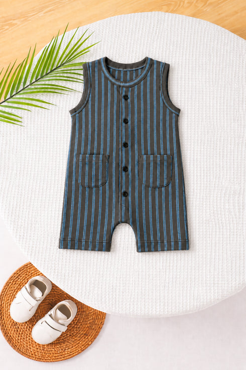 Urban Stripe Yarn Dyed Sleeveless Romper