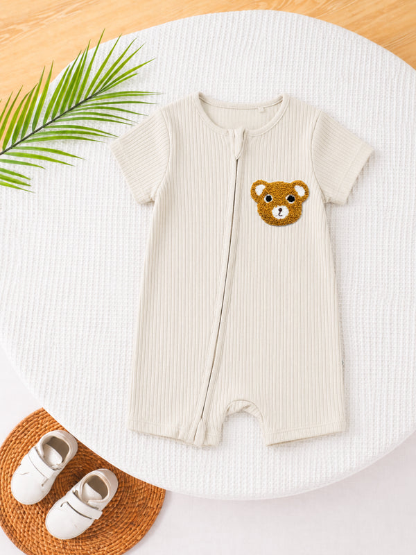 Drop Needle Teddy Zip Romper