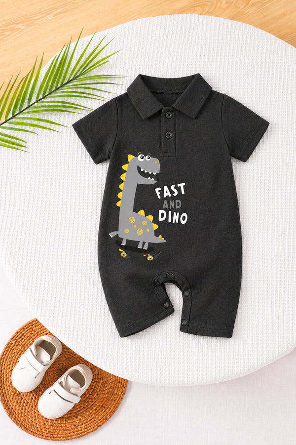 Dino Rush Polo Romper | Twinkle Tods