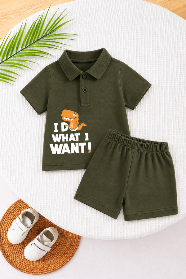 Tiny T-Rex Polo Set | Twinkle Tods
