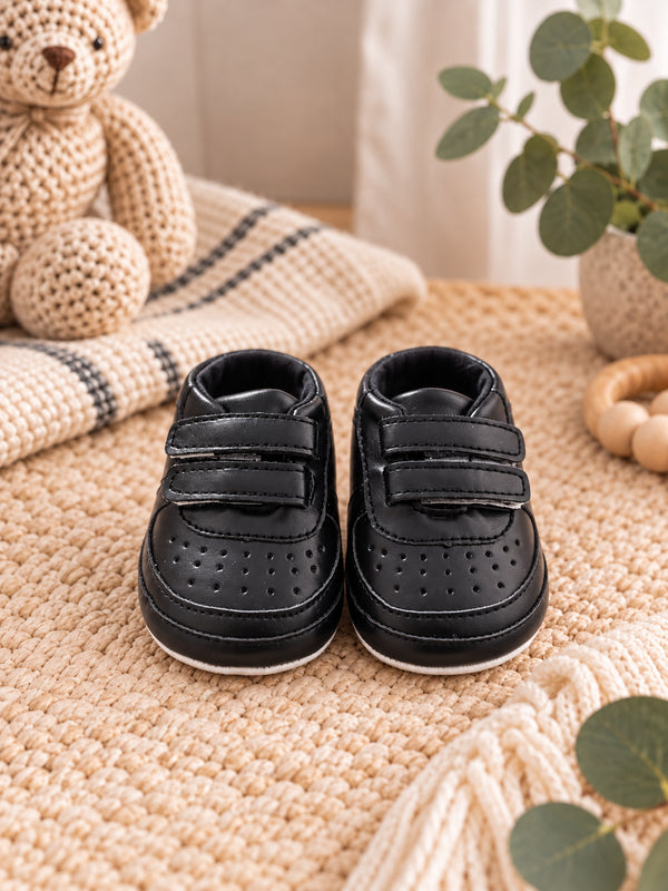 Black Double-Strap Baby Sneakers