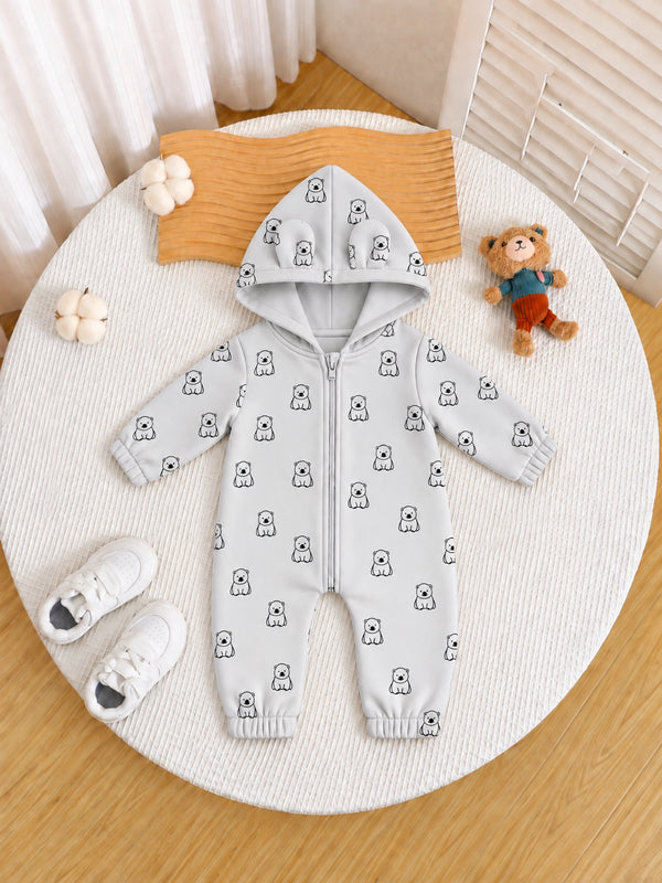 Snowy Bear Hooded Sleepsuit
