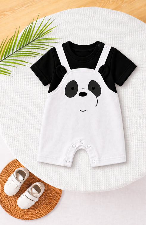 Mini Panda Dungaree Romper