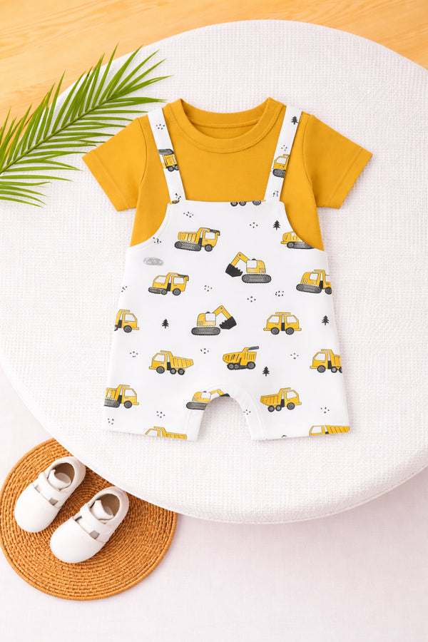 Tiny Truckers Dungree Romper