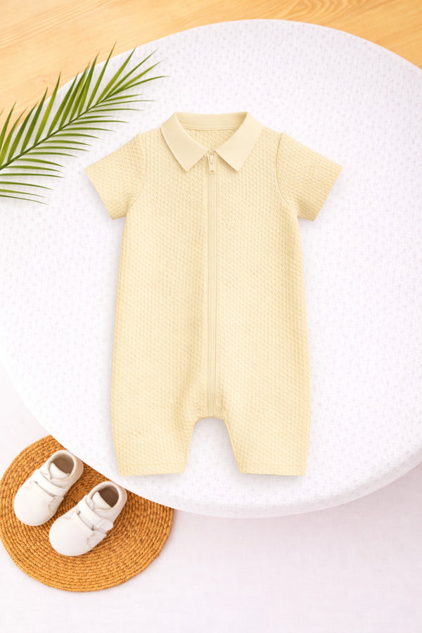 Pale Yellow Waffle Knit Sleepsuit