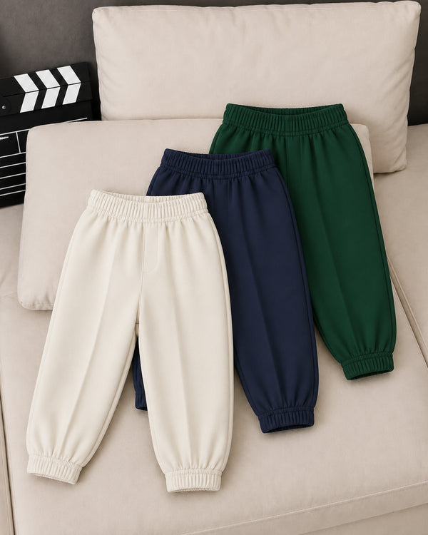 Pack of 3 – Green, Navy & Cream Knife Pleat Pants
