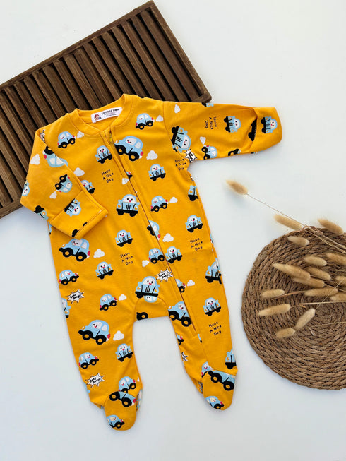 Tiny Car Adventure Footed Zip Sleepsuit