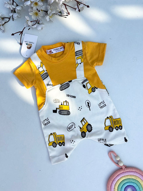 Tiny Truckers Dungree Romper