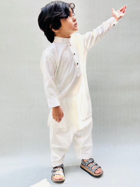 Off White Blended Kameez Shalwar