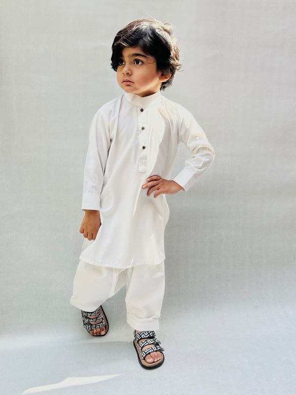 Off White Blended Kameez Shalwar
