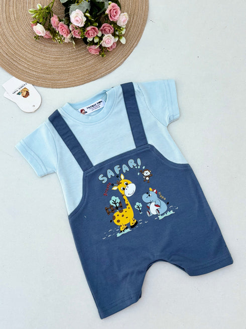 Safari Printed Dungree Romper
