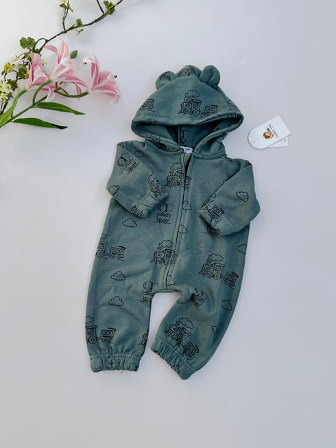 Little Railway Hooded Sleepsuit