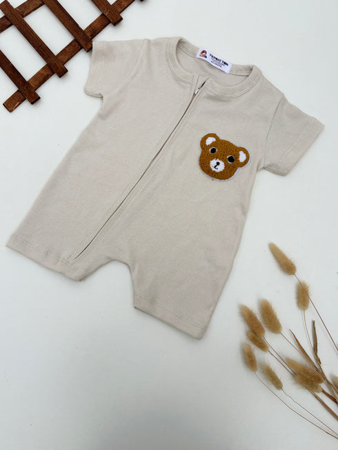 Drop Needle Teddy Zip Romper