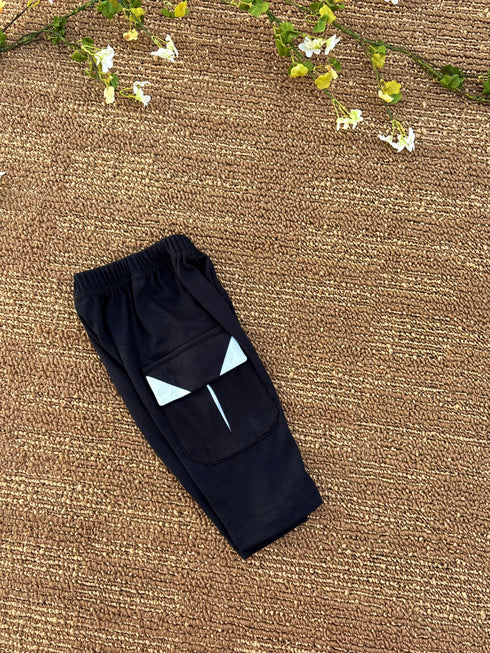 Dual Tone Cargo Pants (Black & Sky Blue)