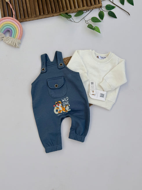 Wild One Printed 2 Pcs Dungaree Set