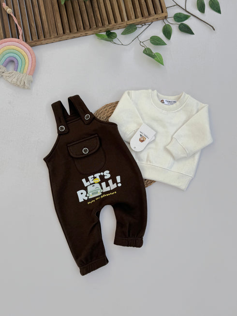 Let's Roll Printed 2 Pcs Dungaree Set