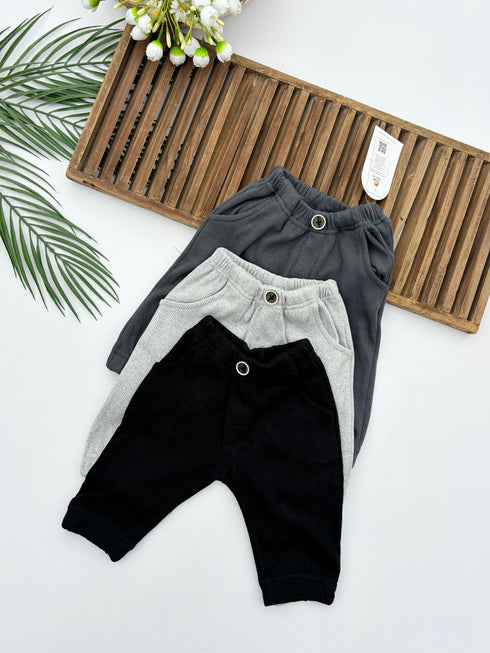 Ribbed Pants Pack of 3 (Light Grey,Black,Steel Grey)