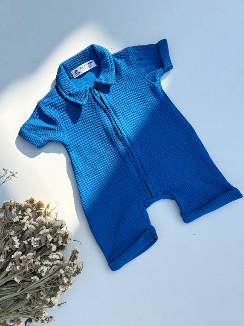 Royal Blue Waffle Knit Sleepsuit