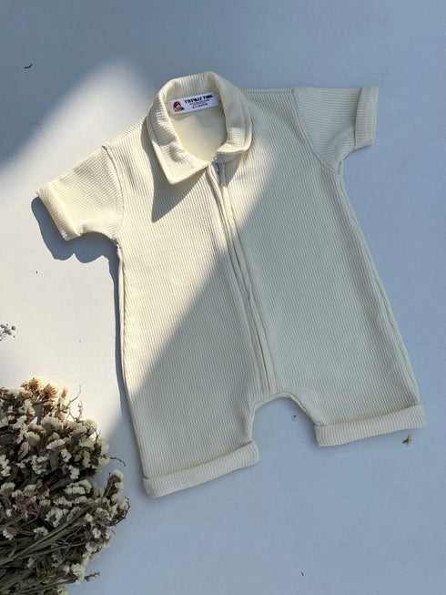 Pale Yellow Waffle Knit Sleepsuit