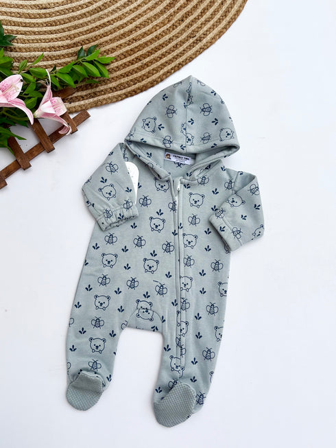 Little Woodland Bear Footed Sleepsuit
