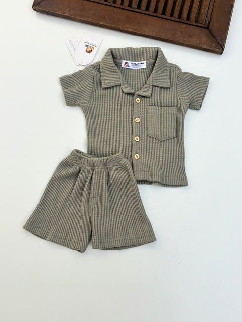 Moss Green Thermal Mesh Co-ord Set