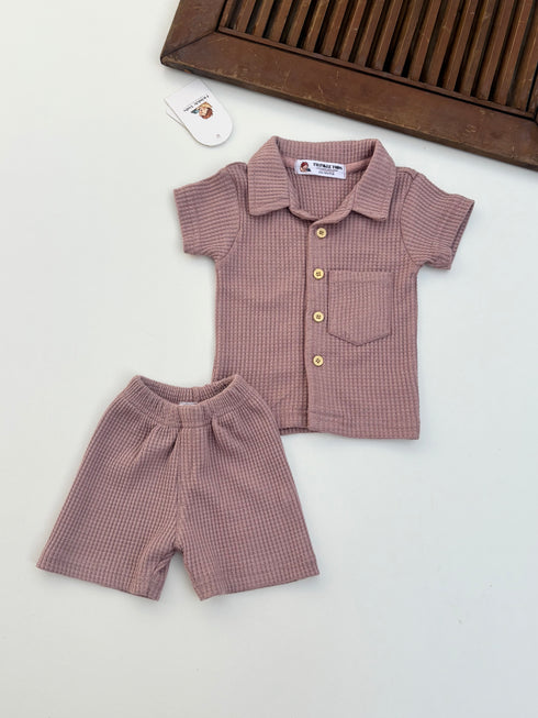 Clay Pink Thermal Mesh Co-ord Set