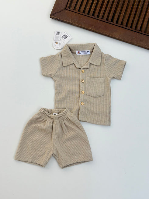 Beige Thermal Mesh Co-ord Set