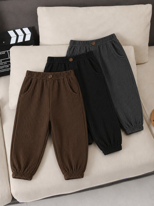 Ribbed Pants Pack of 3 (Brown,Black,Charcoal Grey)