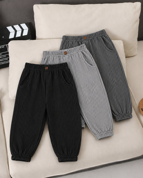 Ribbed Pants Pack of 3 (Light Grey,Black,Steel Grey)