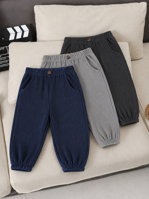 Ribbed Pants Pack of 3 (Light Grey,Navy,Charcoal Grey)