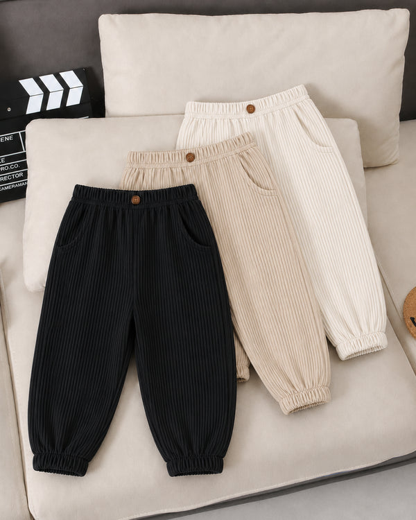 Ribbed Pants Pack of 3 (White,Sand,Black)