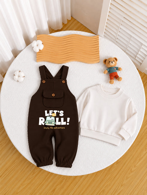 Let's Roll Printed 2 Pcs Dungaree Set