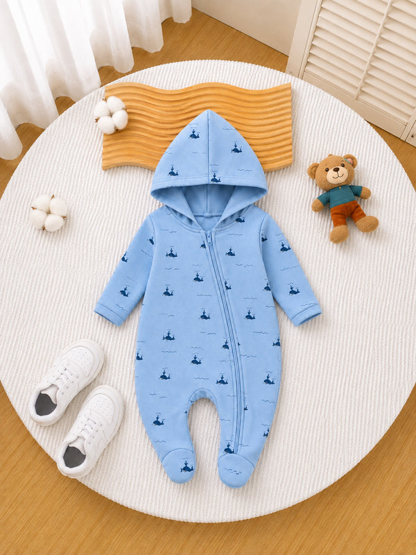 Whale Printed Footed Sleepsuit