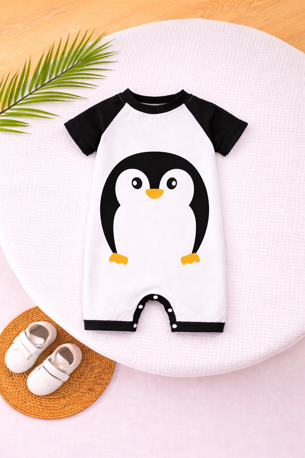 Penguin Printed Black & White Romper