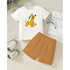Pluto Cartoon Tee & Brown Short Set